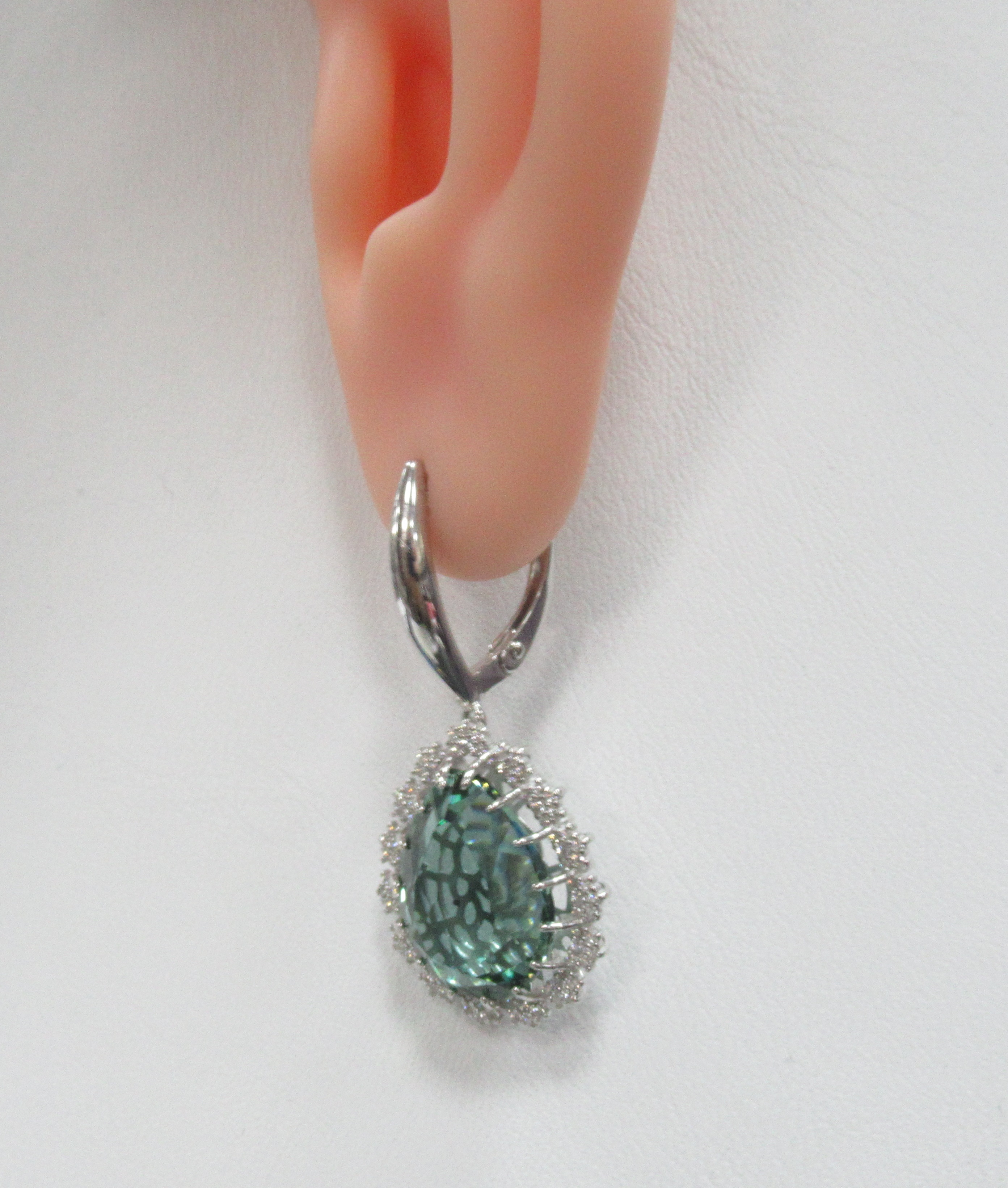 Серебряные серьги с празиолитами